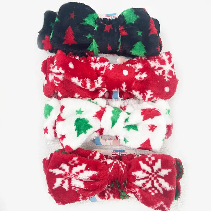 Christmas Pattern Beauty Spa Bow Headband