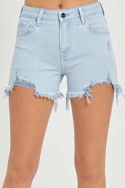 Risen Mid Rise Shorts with Frayed Hem - 2 Colors