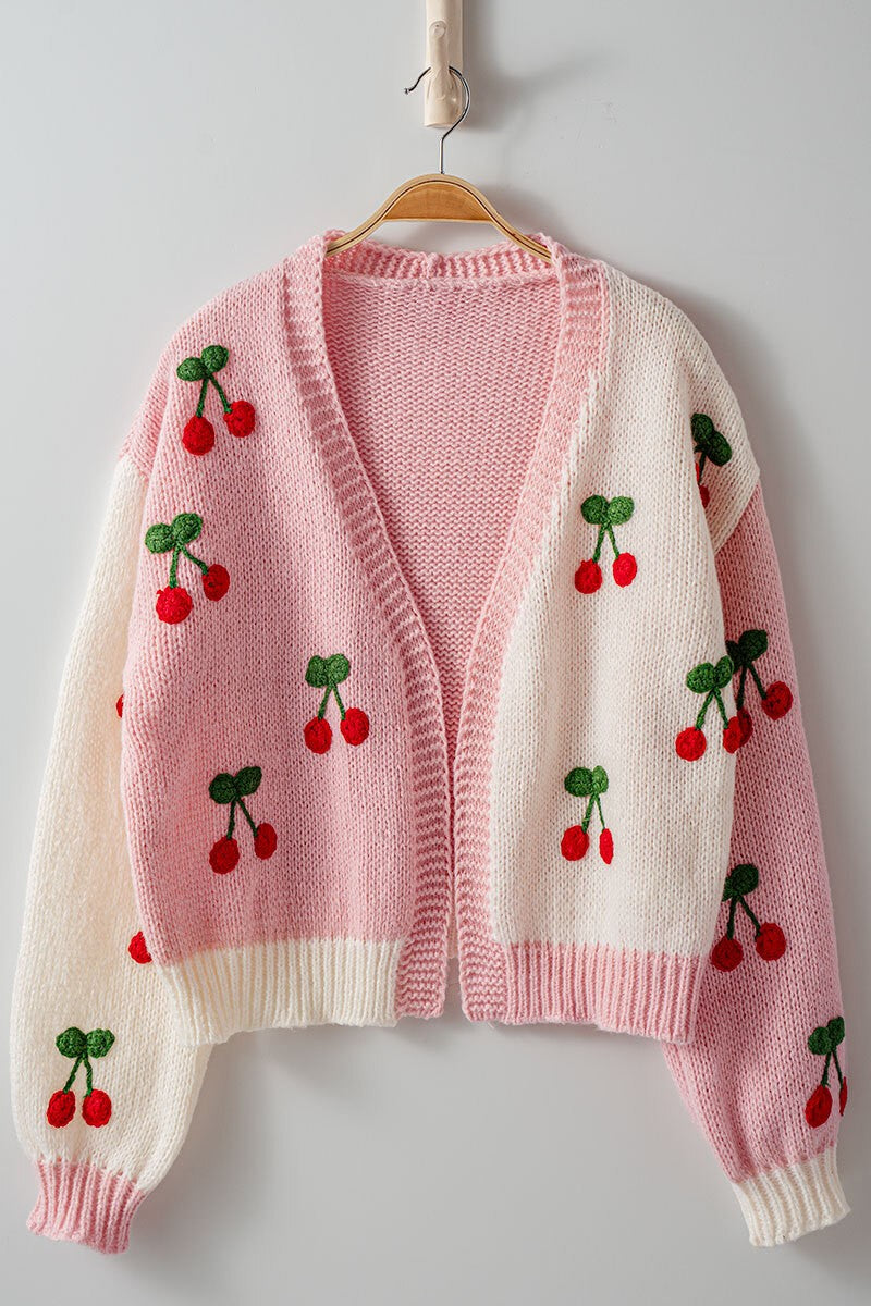 Cherry Paradise Crochet Knit Cardigan