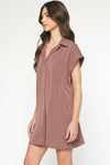 Collared Short Sleeve Mini Dress - 2 Colors