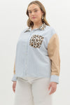 Entro Multi Print Mix pattern classic long sleeve top- Curvy Size