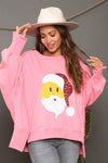 Pink Santa Emoji Patch Sweatshirt