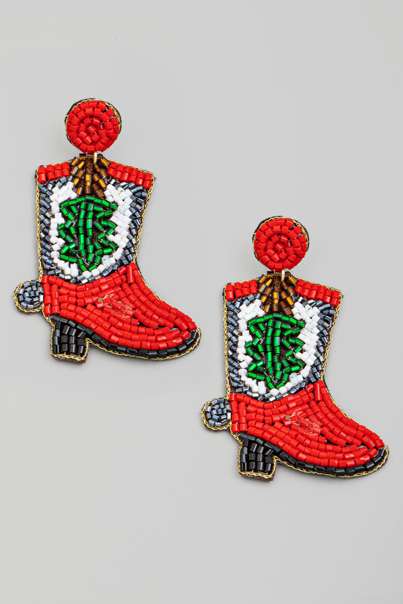 Christmas Beaded Cowboy Boots