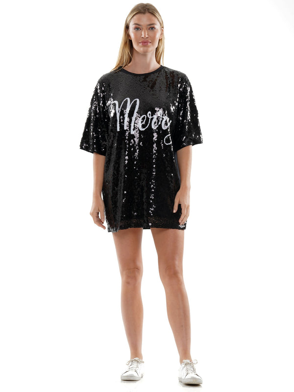 Merry Sequin T-shirt Dress -