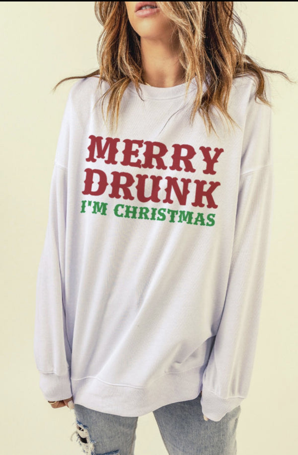 Merry Drunk I'm Christmas Graphic Sweatshirt