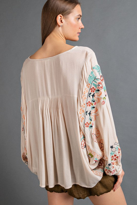 Poly Dobby Embroidered Top - 6 Colors