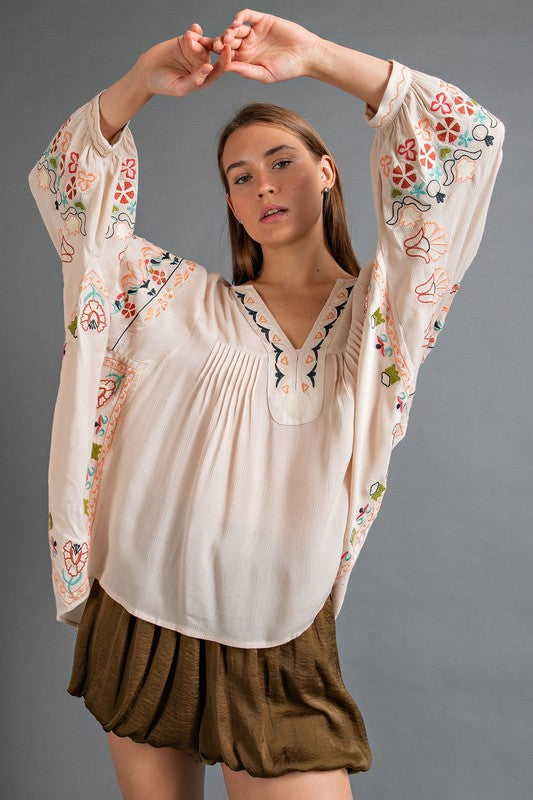 Poly Dobby Embroidered Top - 6 Colors