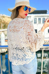 Floral Crochet Knit Bell Sleeve Cardigan Cover Up - 2 Colors