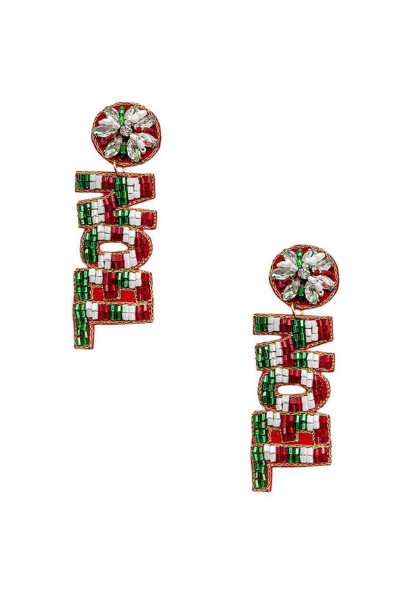 Seed Bead Noel Christmas Dangle Earring