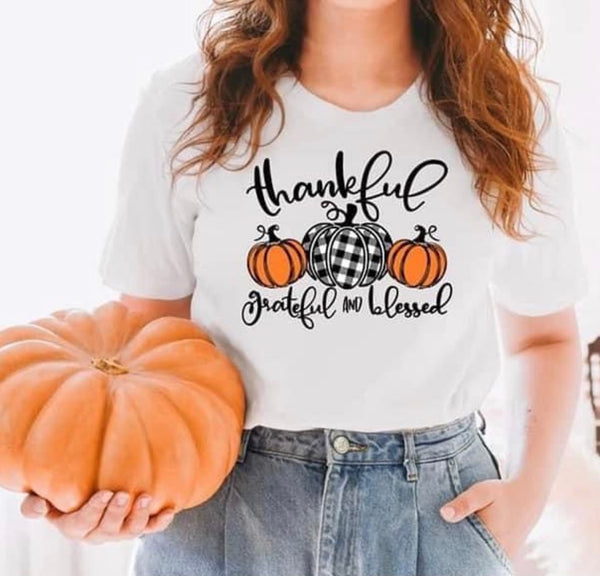 SALE Thankful Pumpkins Graphic Tee Thanksgiving